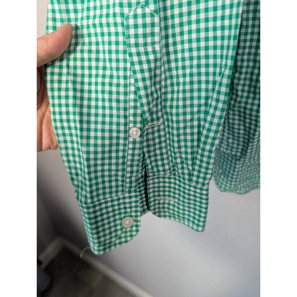 J.Crew Shirt Men Large Green‎ Gingham Button Up Long Sleeve Lightweight 108
